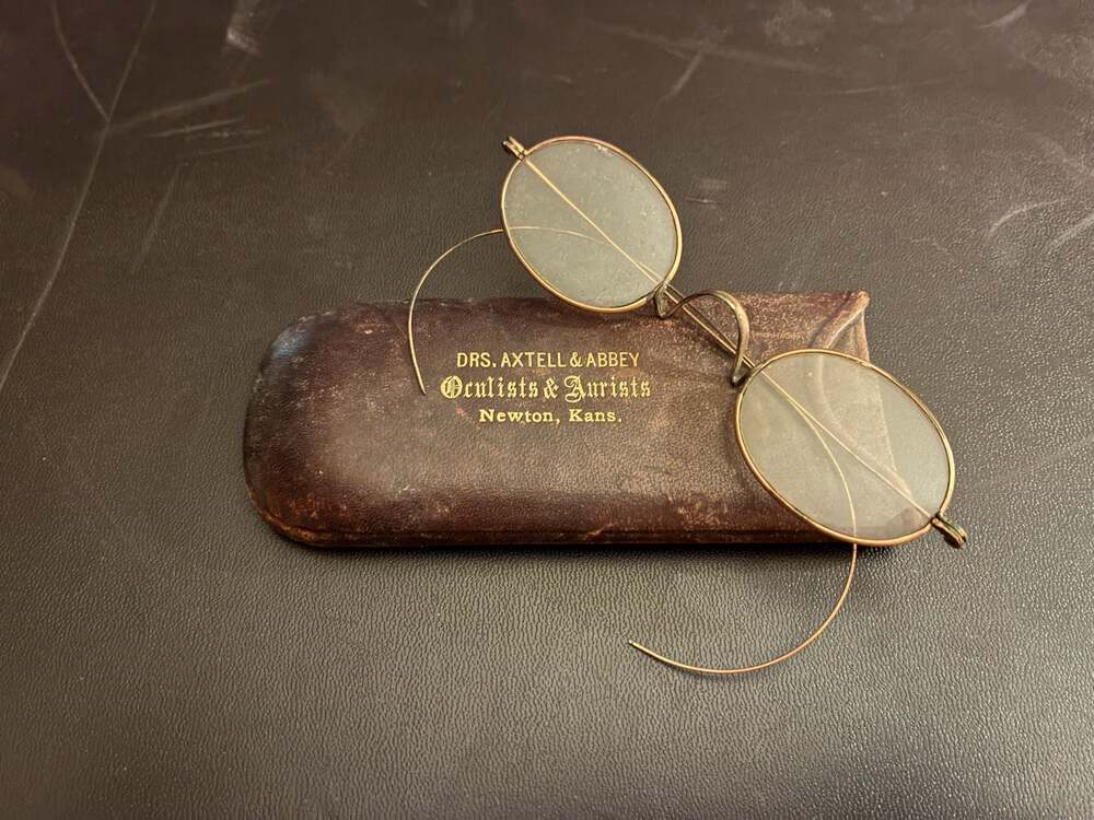Antique Victorian-Era Wire Rim Spectacles with Drs. Axtell & Abbey Case